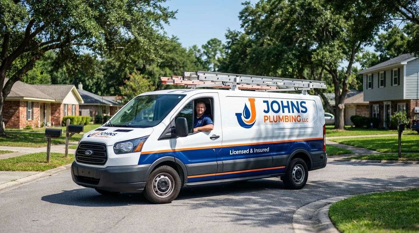Johns Plumbing LLC service van in Collinsville, VA