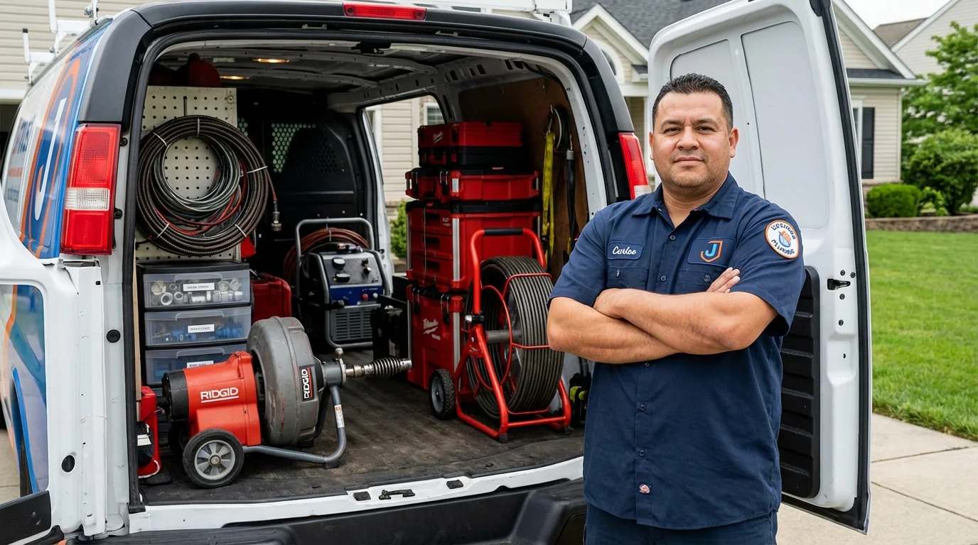 Professional drain cleaning equipment and Johns Plumbing LLC plumber in Collinsville